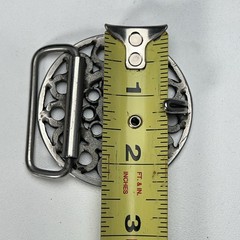 Vintage Silver Tone Round Openwork Geometric Circle Belt Buckle