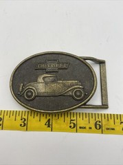Vintage RJR RJ Roberts Co. Belt Buckle, Chevrolet Car Logo, Rochester, Michigan