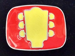 Guitar Tuning Keys And Head Stack – Cream & Red Colored Musicians Belt Buckle