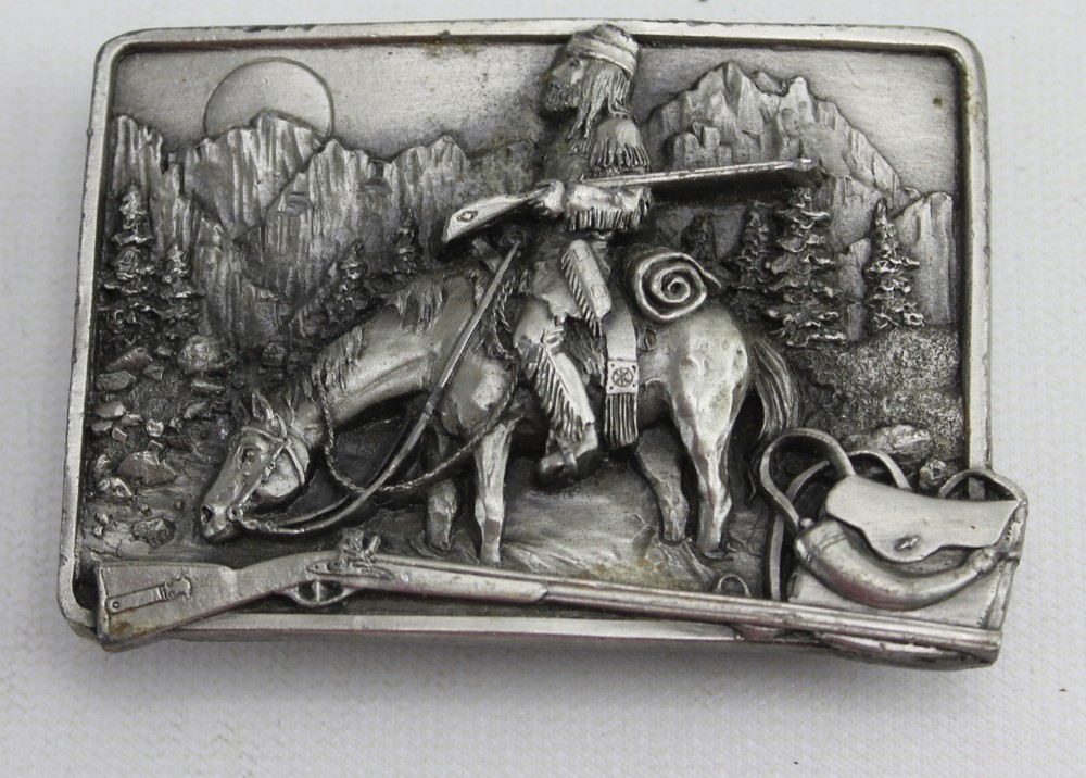 Vintage 3&Prime; American Frontier 1982 Belt Buckle Pewter