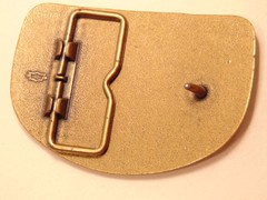 Modern brass colored advertising / trucker belt buckle: Raleigh Lights