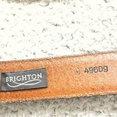 VTG Brighton Leather Belt Size M Brown Gold Buckle USA Made Chunky Double Keeper