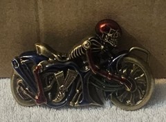 SKELETON SKULL MOTORCYCLE BIKER WESTERN BELT BUCKLE
