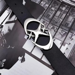 Stylish Oval Cross Buckle Belt Durable Simple Unisex Fashion Belt for Men Women