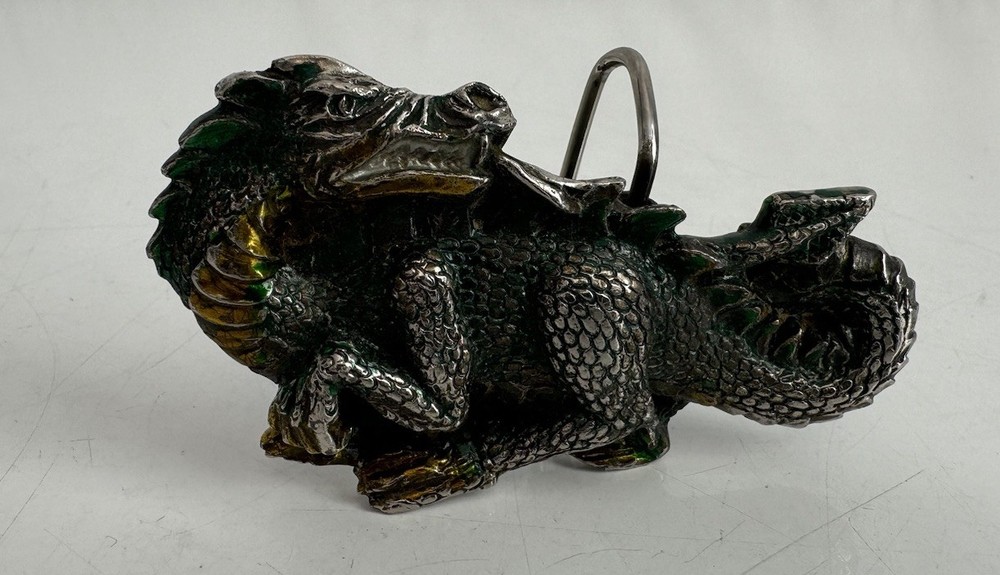 Vintage 1984 Solid Brass Multi-Color 3” Dragon #H1422 3D Belt Buckle