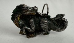 Vintage 1984 Solid Brass Multi-Color 3” Dragon #H1422 3D Belt Buckle