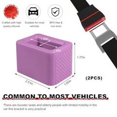 2 PCS Seat Belt Buckle Holder, Non-Slip Silicone Seatbelt Buckle Light Purple