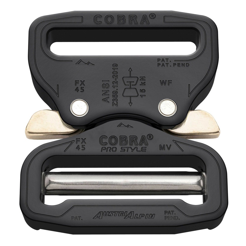 AustriAlpin 45mm Ansi Black Cobra Buckle – Male Adj, Female Fixed, XL Clips