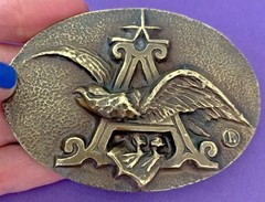 ANHEUSER BUSCH BELT BUCKLE EAGLE/LETTER &lsquo;A » LOGO American Beer Advertising 3.5&Prime;