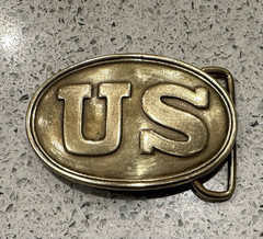 Reproduction Civil War US Military Logo Frame Belt Buckle, Fits 1.5&Prime; Belt
