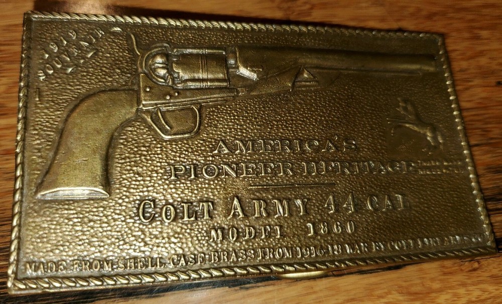 Vintage Belt Buckle Colt 44 Cal Model 1860 Army America&rsquo;s Pioneer Heritage