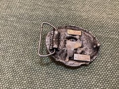 Western Belt Buckle Peach Capitol Rodeo 25th Kansas Rare 3D Cowboy Bronco Chute