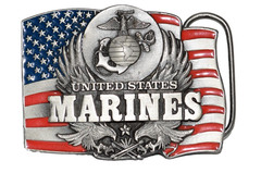1991 United States Marines Siskiyou Enamel USA Made American Flag Belt Buckle