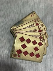 Vintage Baron 5937 Solid Brass Royal Flush Playing Cards Belt Buckle