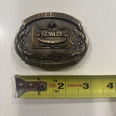 Vintage Belt Buckle Kessler American Whiskey Smooth As Silk 1993 Brass Tone USA