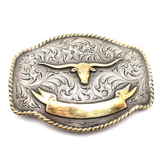 Nocona Western Longhorn Bull Belt Buckle Cowboy