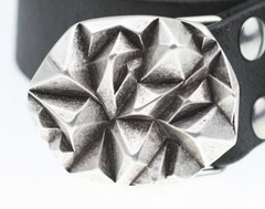 Asymmetrical Pyramid Belt Buckle in Antique Silver, Rustic Interchangeable Buckle