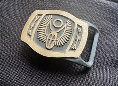 Vintage Winged Cobra Brass Belt Buckle Gold/Black Rectangular 1.5&Prime; Tech-Ether