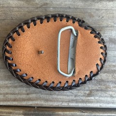 Belt Buckle Alligator Leather Western Cowboy Stitched 4” Brown
