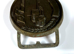 Vintage PFT Roberson Pre-Fab Transit Co. Solid Brass Slip Through Belt Buckle