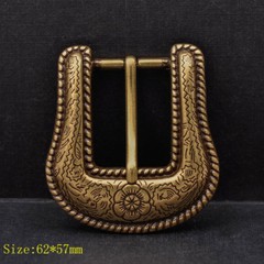 Retro Brass Flower Engraved Western Cowboy Belt Buckle Set Fit 25mm Strap