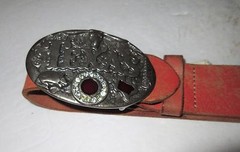Texas Buckle and Belt Western Silver Metal with Purple Stone, Armadillo Sz 37