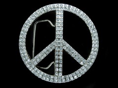TG05159 VERY COOL **PEACE SYMBOL** HIPPIE DESIGN SILVERTONE BELT BUCKLE