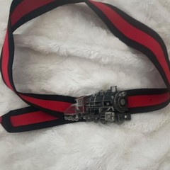 Steam Locomotive Train Metal Western Belt Buckle Black Red Silver 1.5in