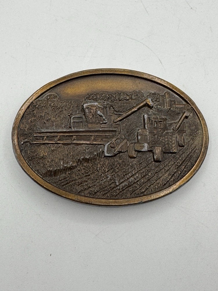 Vintage Collectible Tractor 1977 Bergamot Gray Metal Belt Buckle