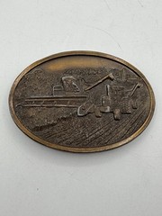 Vintage Collectible Tractor 1977 Bergamot Gray Metal Belt Buckle