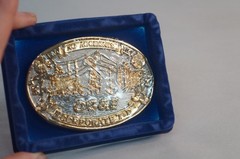 Rare Reddy Kilowatt OG&E New/ Old Stock Brass Belt Buckle 30 years