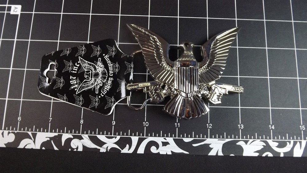 Collectible BRIGHT Finish STAINLESS STEEL Belt Buckle « EAGLE HAND GUNS »