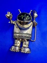Outer Space Suit Alien Astronaut Chrome Figural Moving Arms Toy Like Belt Buckle