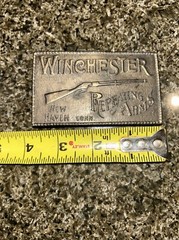 Winchester Repeating Arms New Haven Conn. Rifle Guns Vintage Brass Belt Buckle