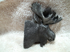 BERGAMOT Belt Buckle, Moose Head, Silver Tone Metal, Dimensional