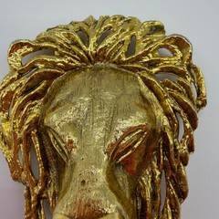 Vintage Lion Head Belt Buckle Gold Tone Statement Animal Regency Metallic 4×3