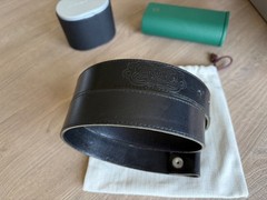 RARE! BWL BILL WALL LEATHER CUSTOM LEATHER BELT W/ STERLING SILVER CROSS SNAP