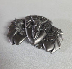 Belt Buckle DRAGON Wings Horns 3.75&Prime; Pewter Color Fit 1.5&Prime; Belt Creepy