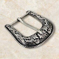 Western Cowboy Silver Flower Engraved Belt Pin Buckle Fits 1-1/2&Prime; Strap