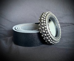 “Tire” Mirror Industrial Round 3” Heavy Belt Buckle OOAK Darren McNeese