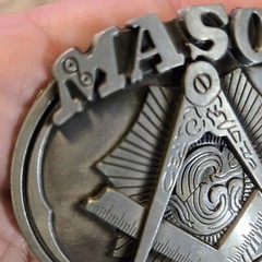MASON FREEMASONS FREEMASONRY Metal Belt Buckle GRAY SILVER COLOR