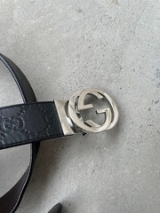 GUCCI Pre-Owned Black Gg Pattern Belt 473030 Cwcwn