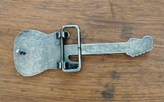 Fender Stratocaster Guitar Belt Buckle Gun Metal Grey 5&Prime;