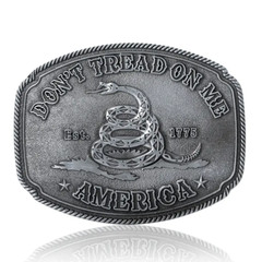 America Don&rsquo;t Tread On Me Gadsden Flag Snake Belt Buckle Antique Silver Tone