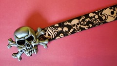 SKULLS SKULLS SULLS Genuine Cowhide Leather Belt & Skull Detail Epoxy Buckle