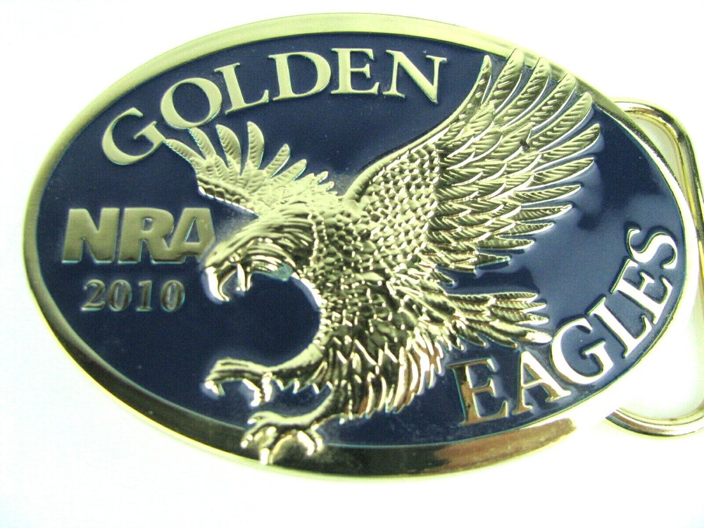 NRA GOLDEN EAGLES BELT BUCKLE – Pristine Condition -IN THE BOX 2010