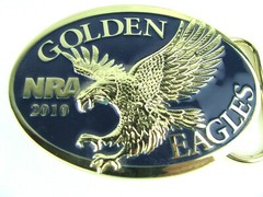 NRA GOLDEN EAGLES BELT BUCKLE – Pristine Condition -IN THE BOX 2010