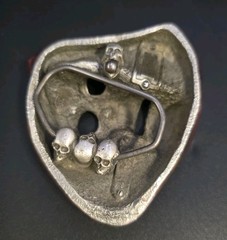 VINTAGE Great American Products Pewter Belt Buckle – 3D Hooded Skull REAPER