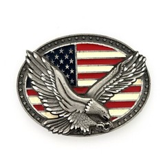 EJC Men’s American Eagle Flag Belt Buckle Legends West Patriotic Stars & Stripes