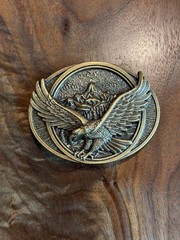 Men&rsquo;s American Eagle Belt Buckle USA Proud Antique Bronze Tone Fits 1.5&Prime; Belt